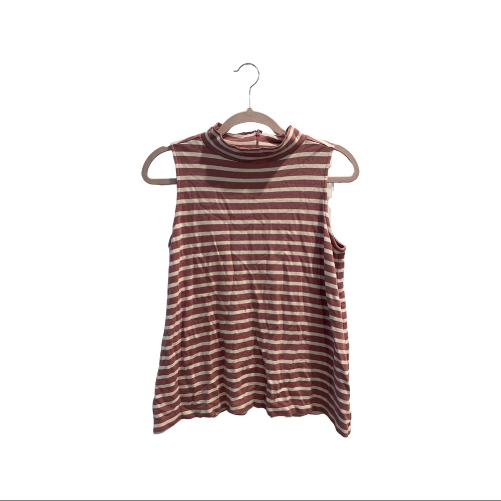 Loft pink and white striped blouse